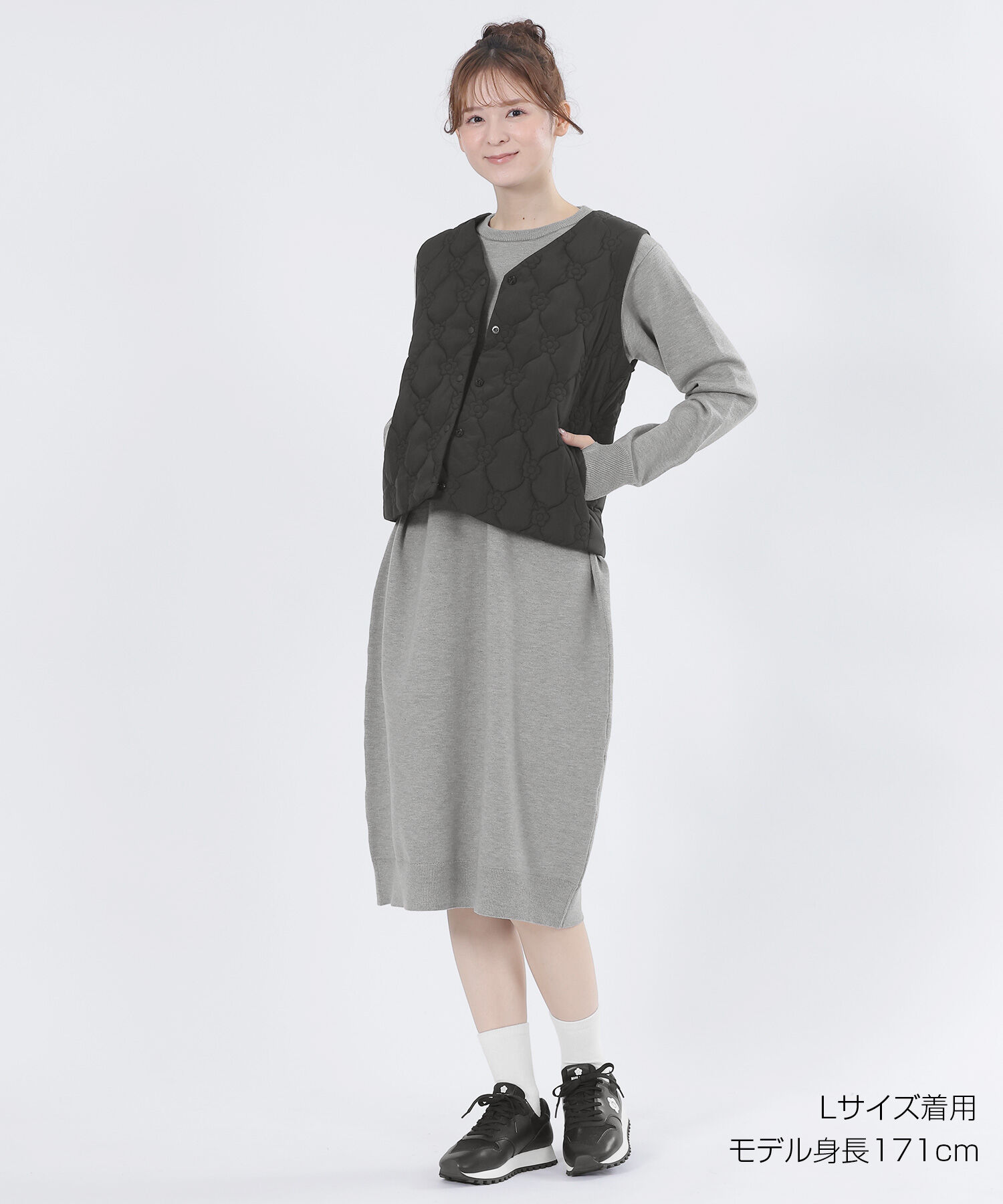 MARY QUANT「デイジーキルトポケッタブル ベスト（ブラック）」|ベスト・ジレ|