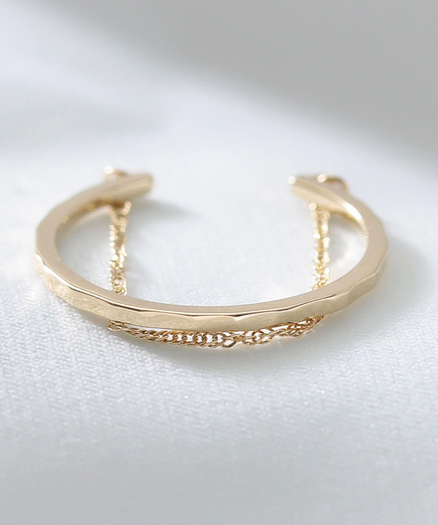 NOIR DE POUPEE「K10 ゴールド&times;チェーン 2連風 リング」|リング|GLD