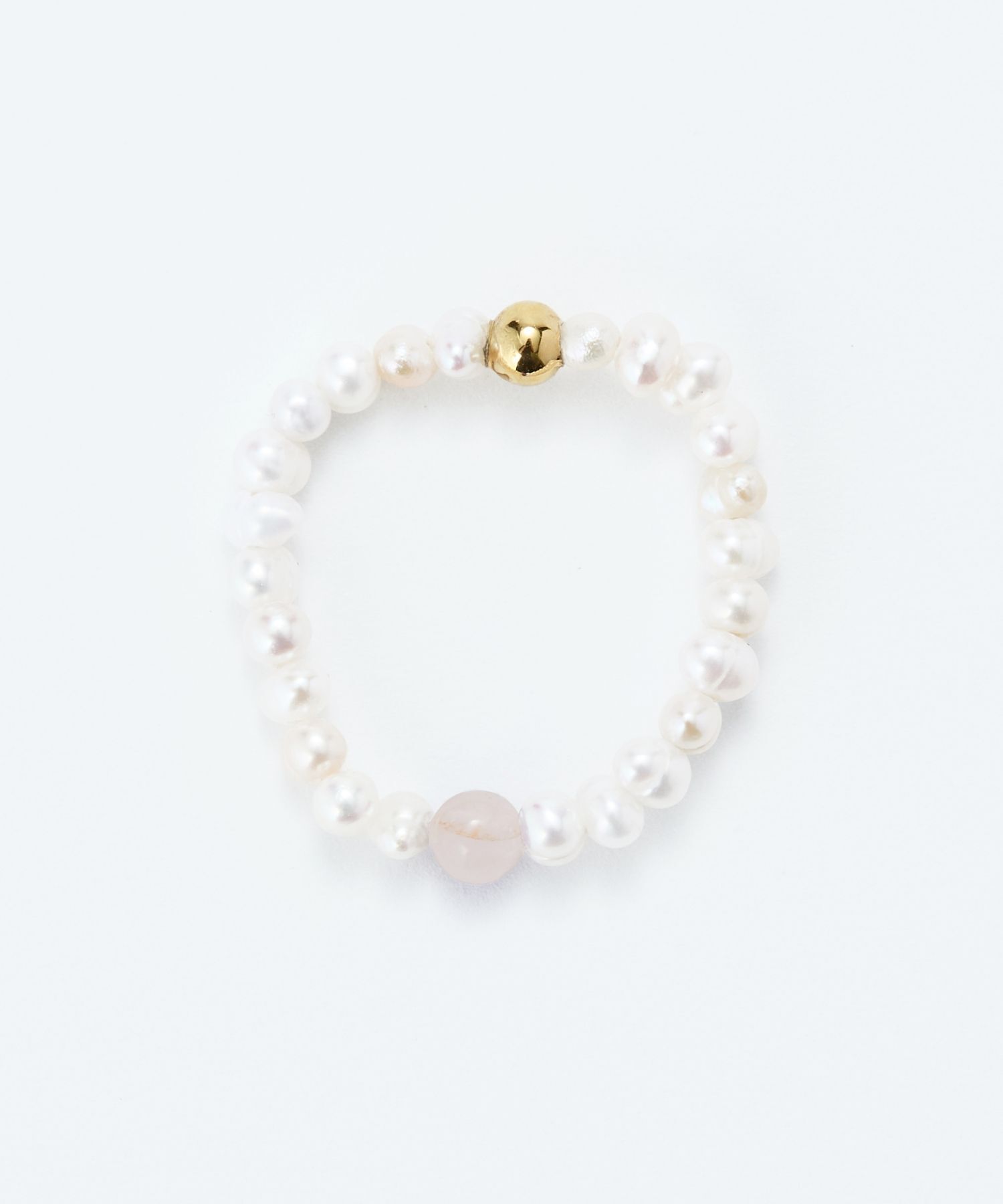 JUPITER「淡水パール&times;天然石リング/ゴム仕様　ローズクォーツ」|リング|