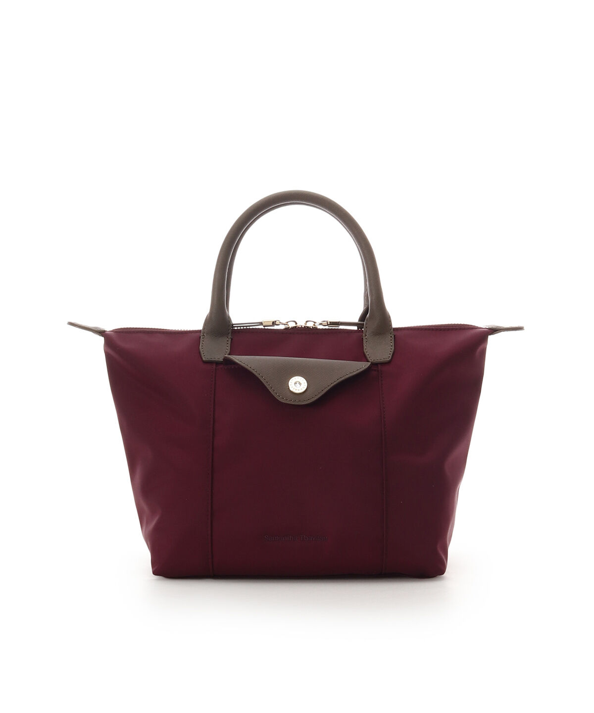 Samantha Thavasa「ナイロン&times;スプリットレザー カジュアルハンドバッグ」|ハンドバッグ|ワインレッド