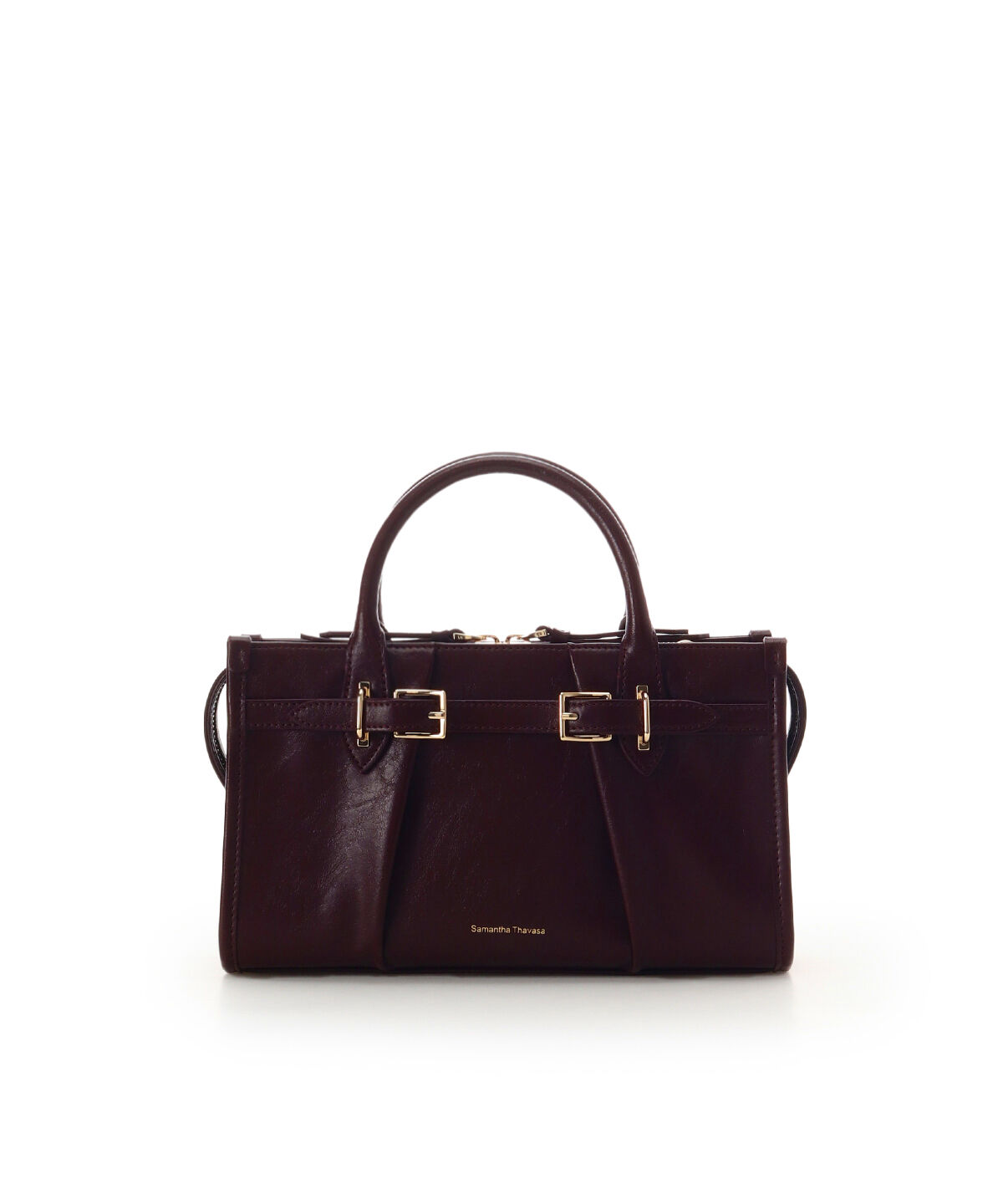 Samantha Thavasa「ベルトデザインワイドハンドバッグ」|ハンドバッグ|ワインレッド