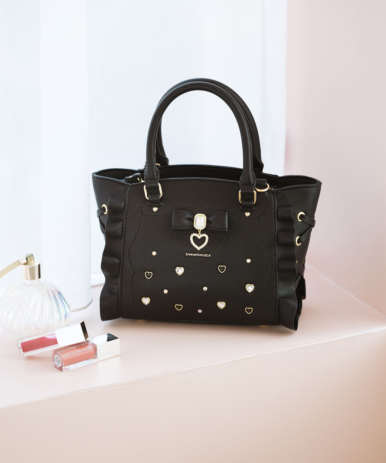 Samantha Vega「サイドレースアップリボンビジューミニフラッター」|ショルダー・メッセンジャー|