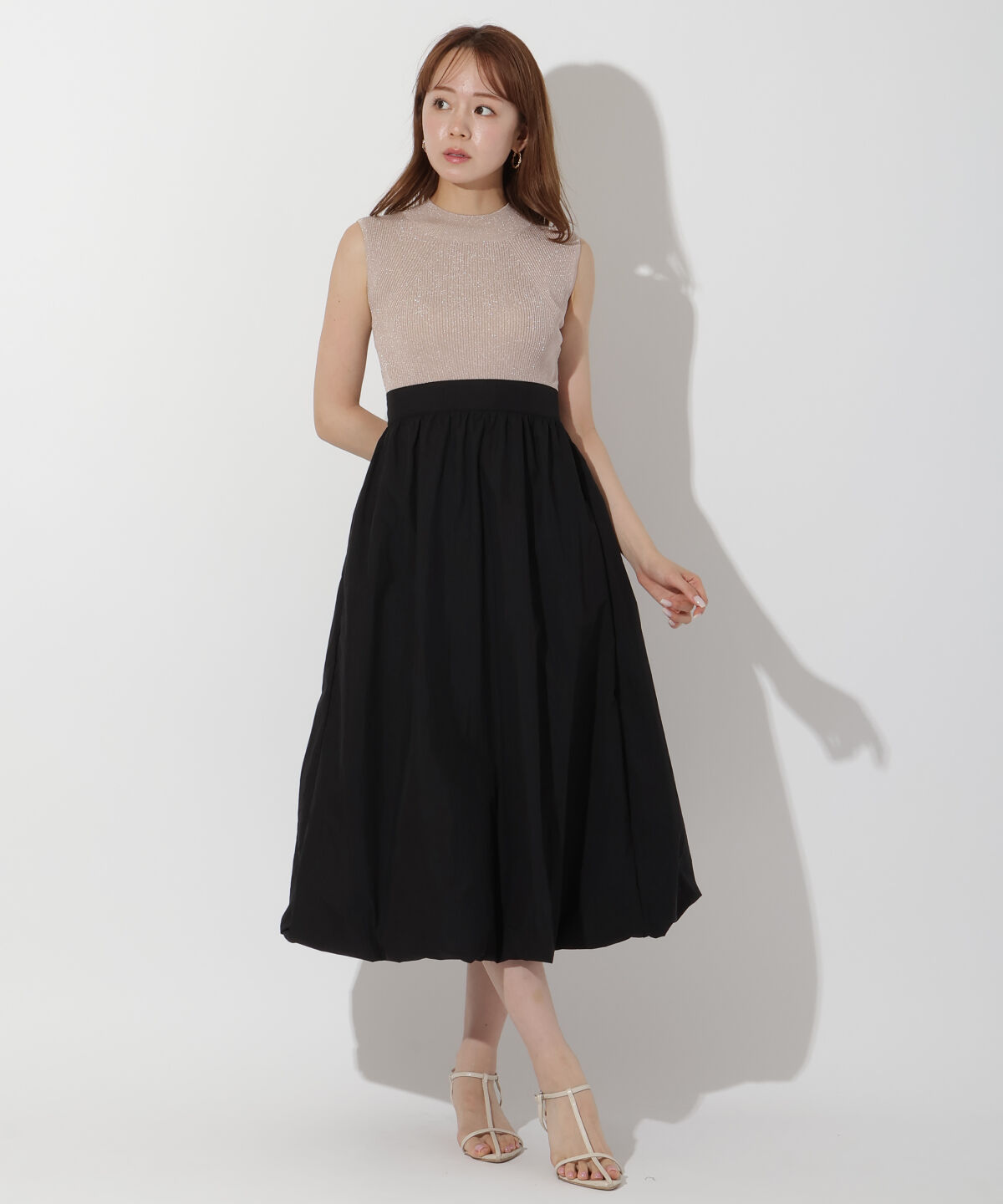 アンドクチュール「裾バルーンラメニットドッキングワンピース」|ワンピース|