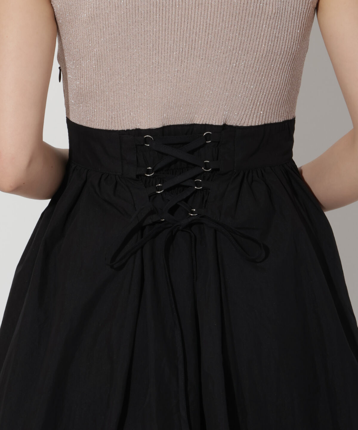 アンドクチュール「裾バルーンラメニットドッキングワンピース」|ワンピース|