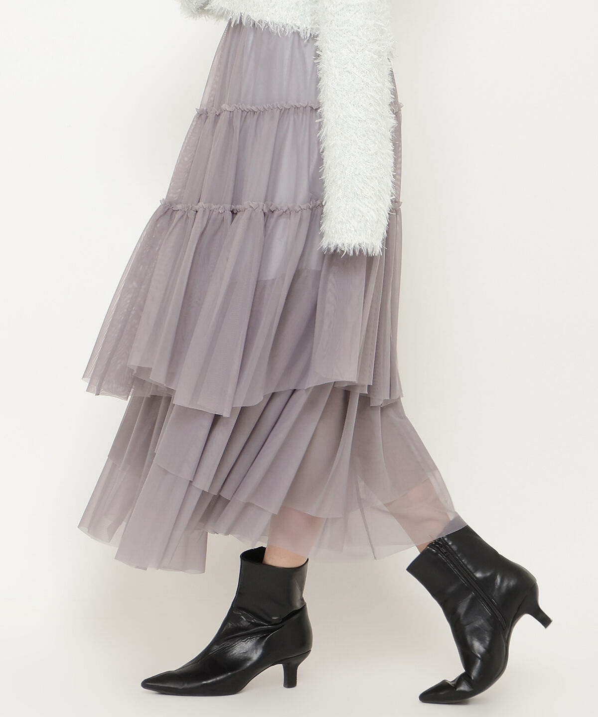 アンドクチュール「ランダムティアードチュールスカート」|フレア|