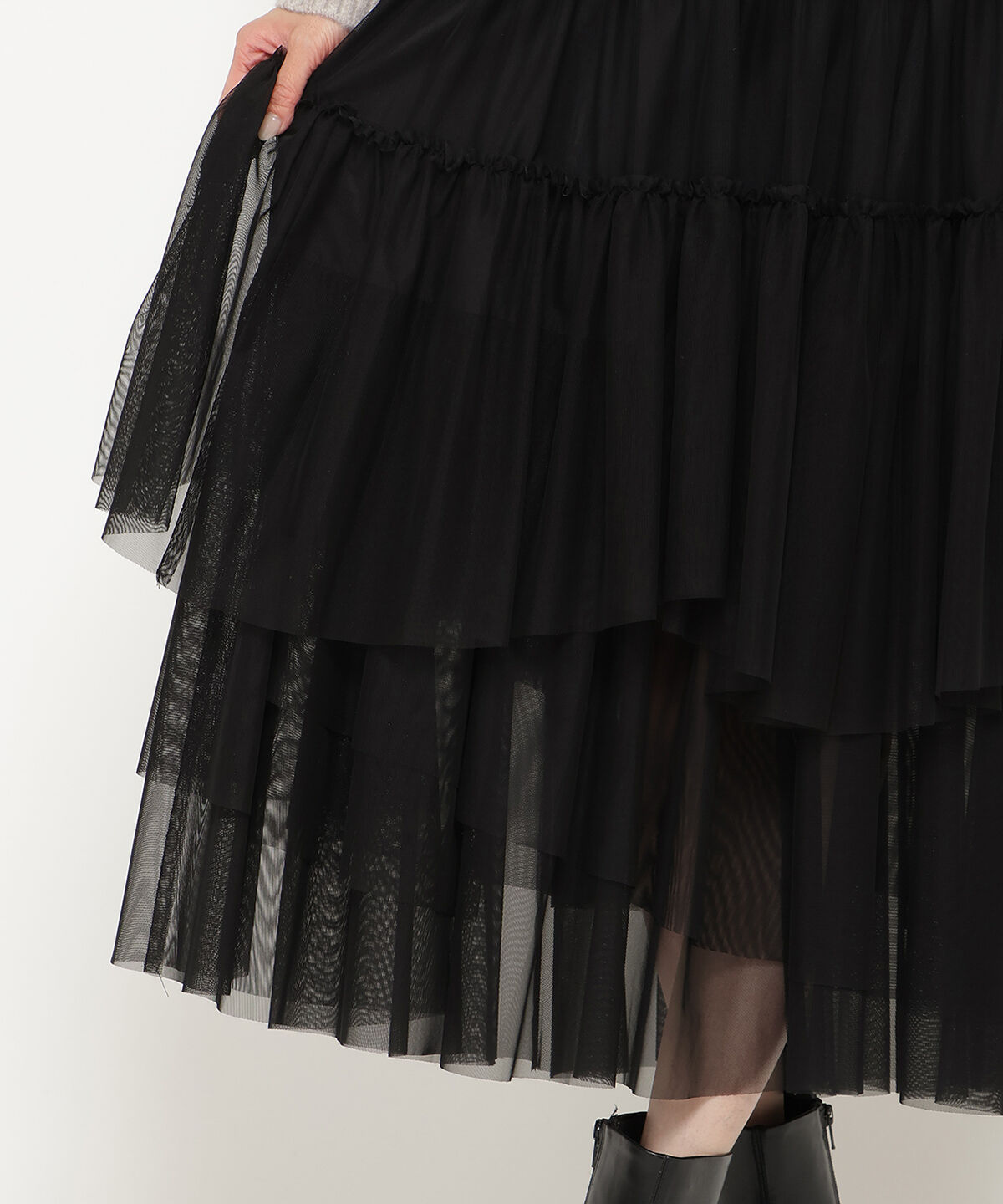 アンドクチュール「ランダムティアードチュールスカート」|フレア|