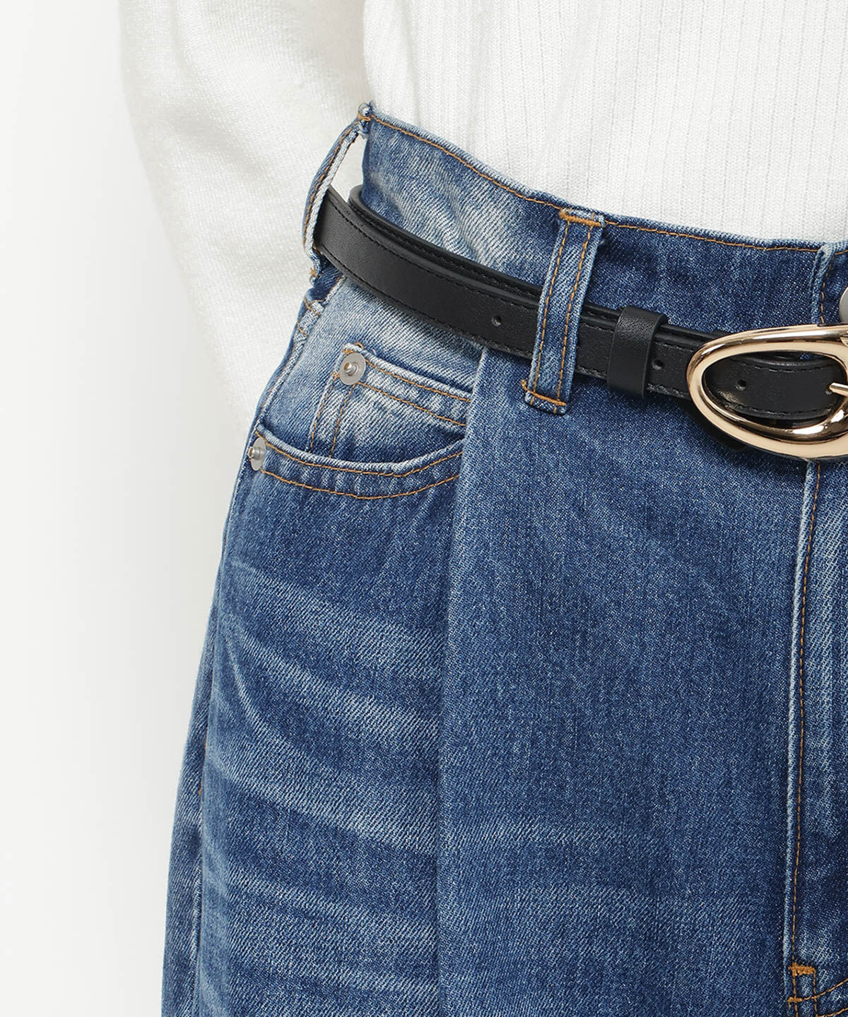 アンドクチュール「タックワイドデニムパンツ」|デニム|