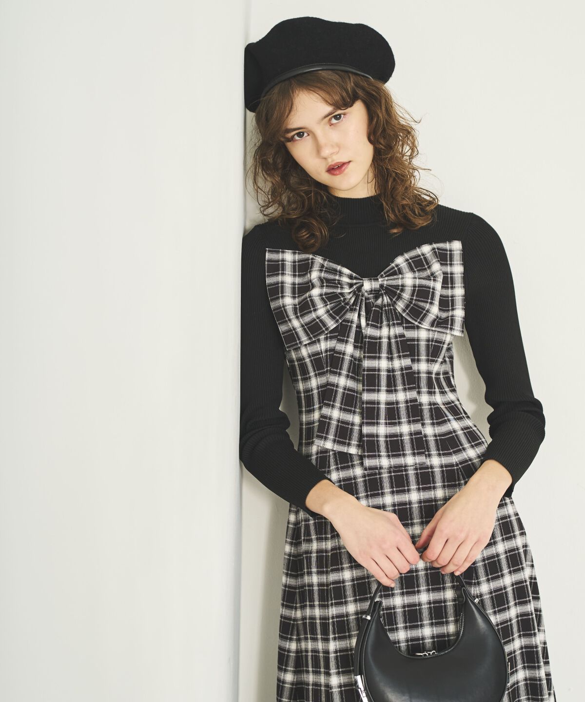 アンドクチュール「チェックリボン切替ワンピース」|ワンピース|