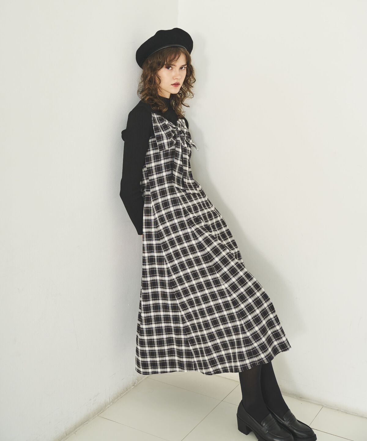 アンドクチュール「チェックリボン切替ワンピース」|ワンピース|