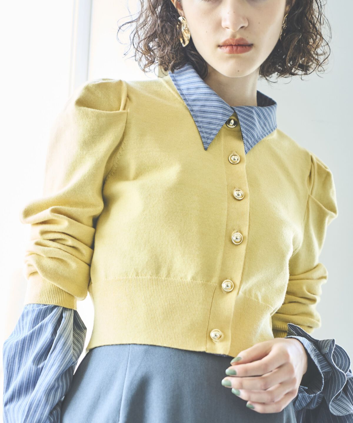 アンドクチュール「パワショルクルーネックカーディガン」|カーディガン|