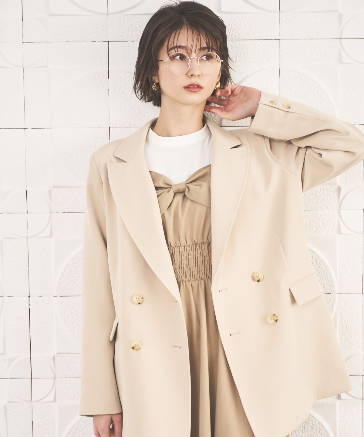 アンドクチュール「ダブルブレストオーバージャコット」|テーラードジャケット|