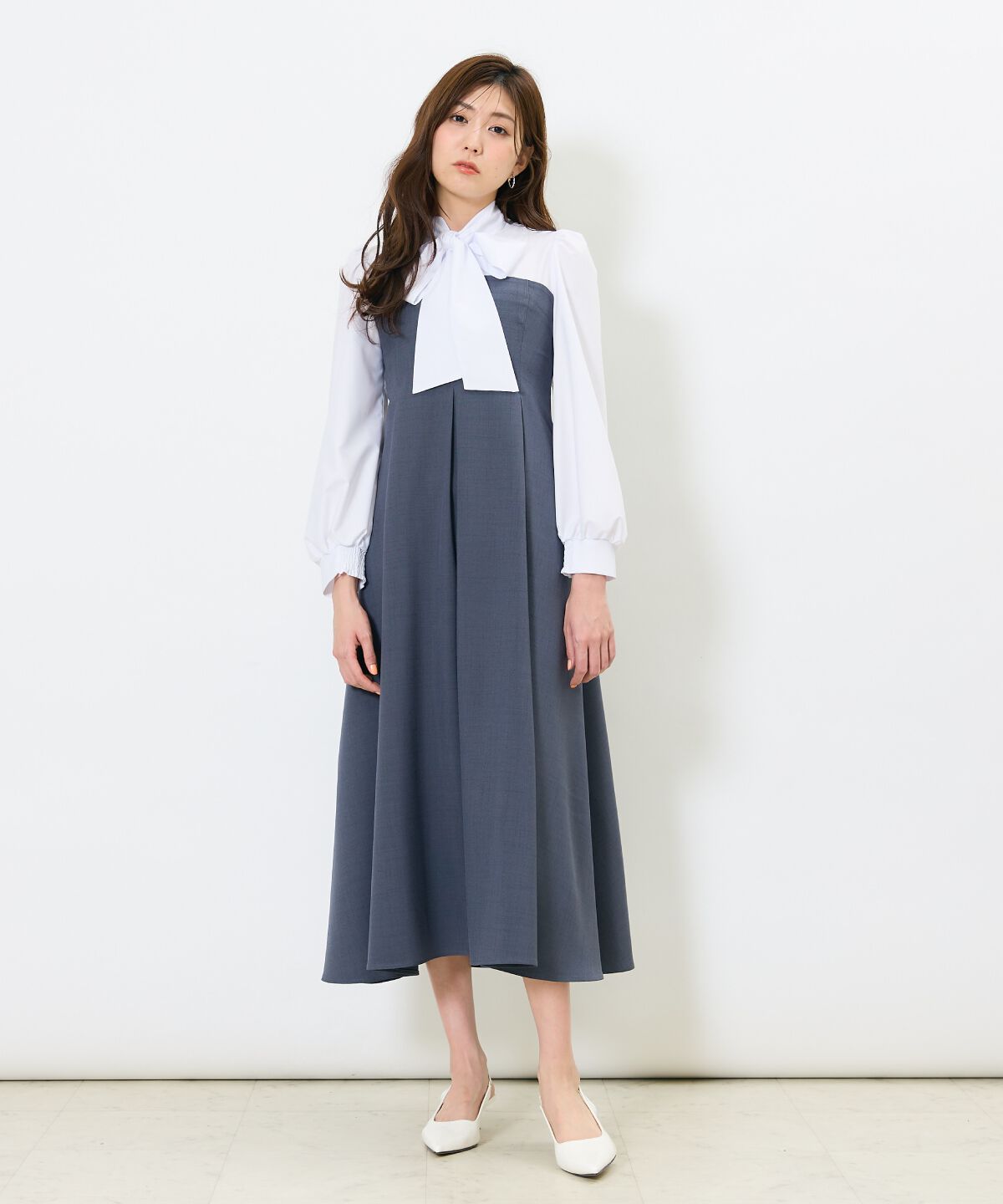 アンドクチュール「ヨーク切替リボンタイワンピース」|ワンピース|