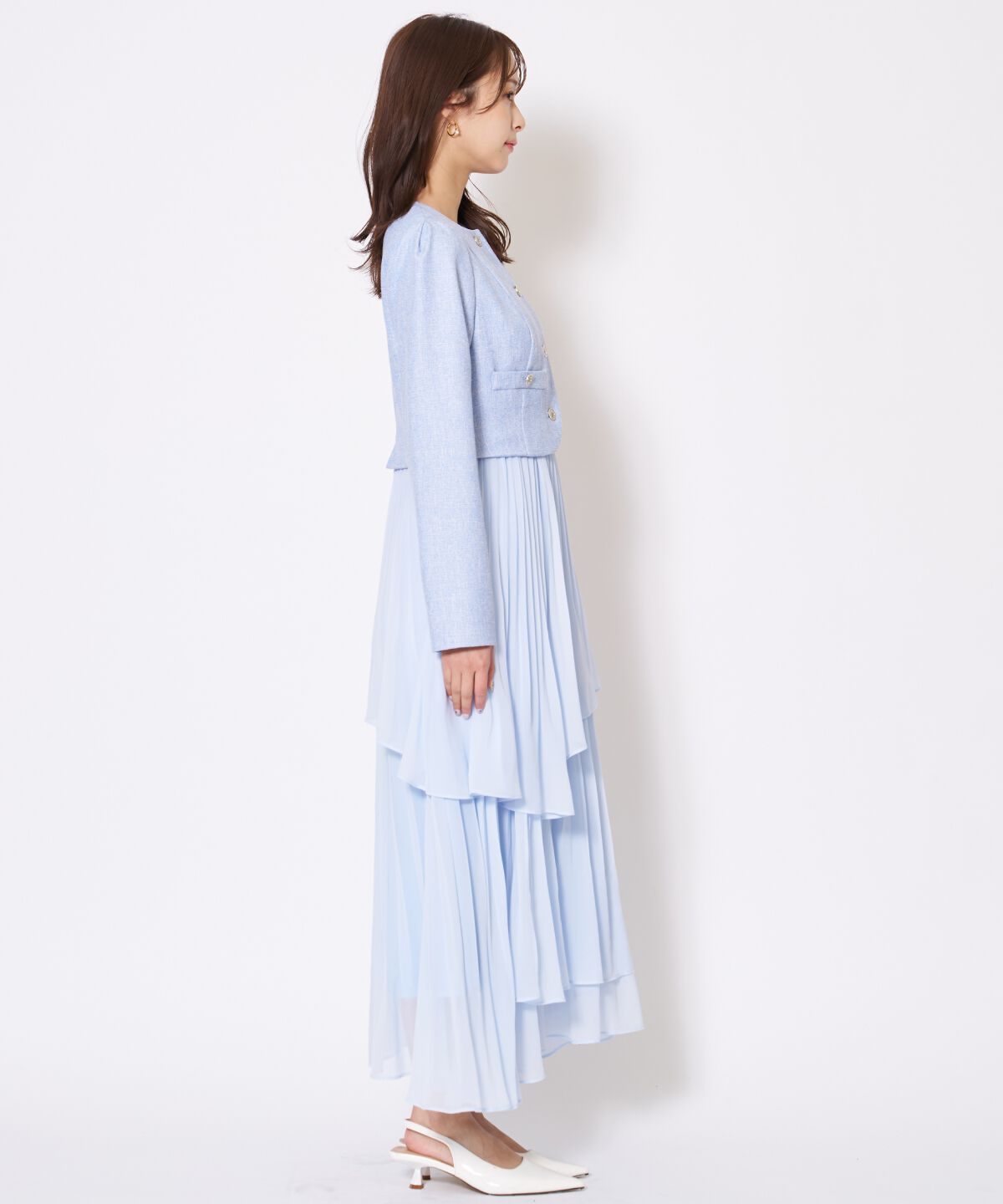 アンドクチュール「ツイードジャケットドッキングワンピース」|ワンピース|