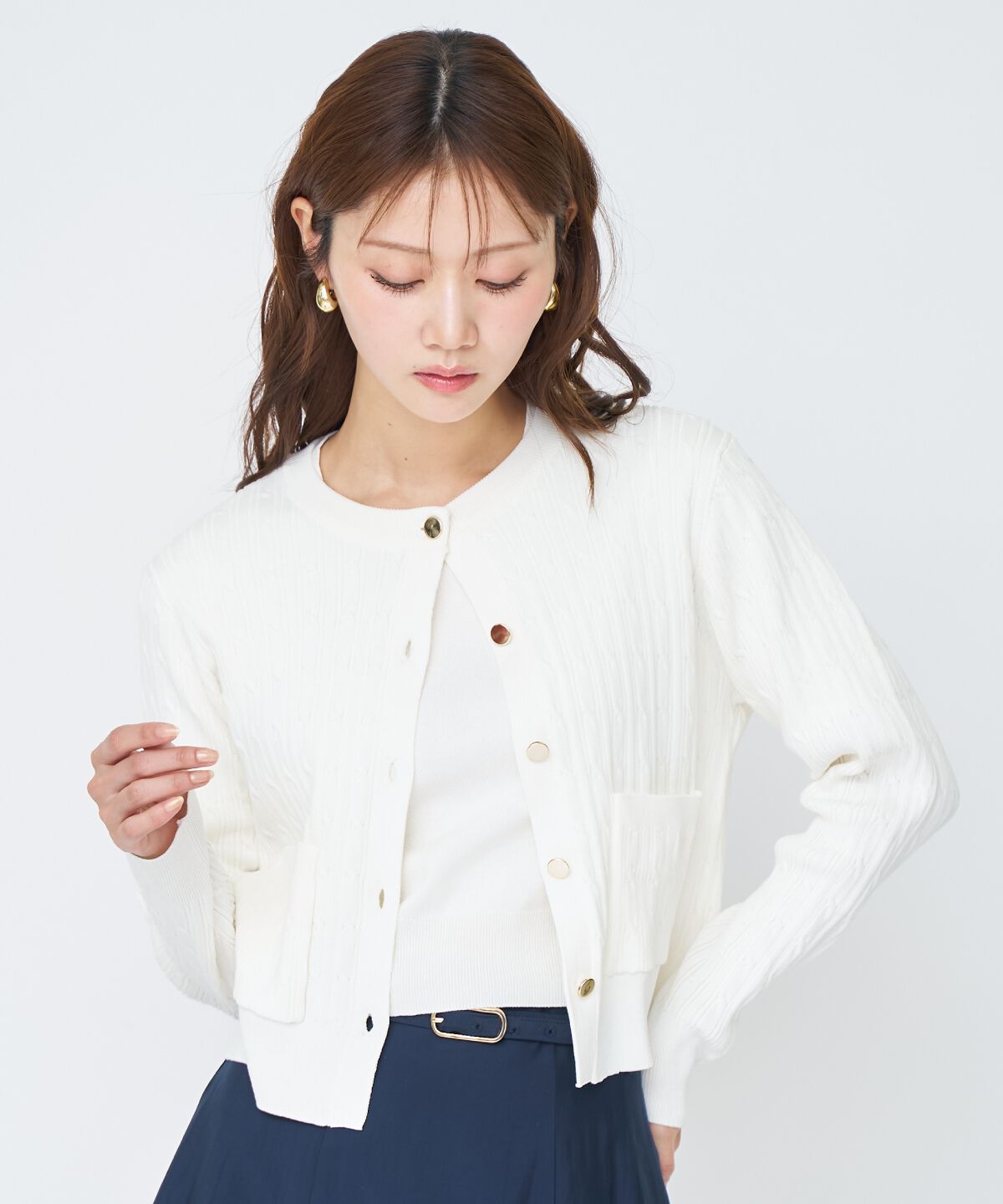 アンドクチュール「ケーブル編みカーディガンアンサンブル」|カーディガン|