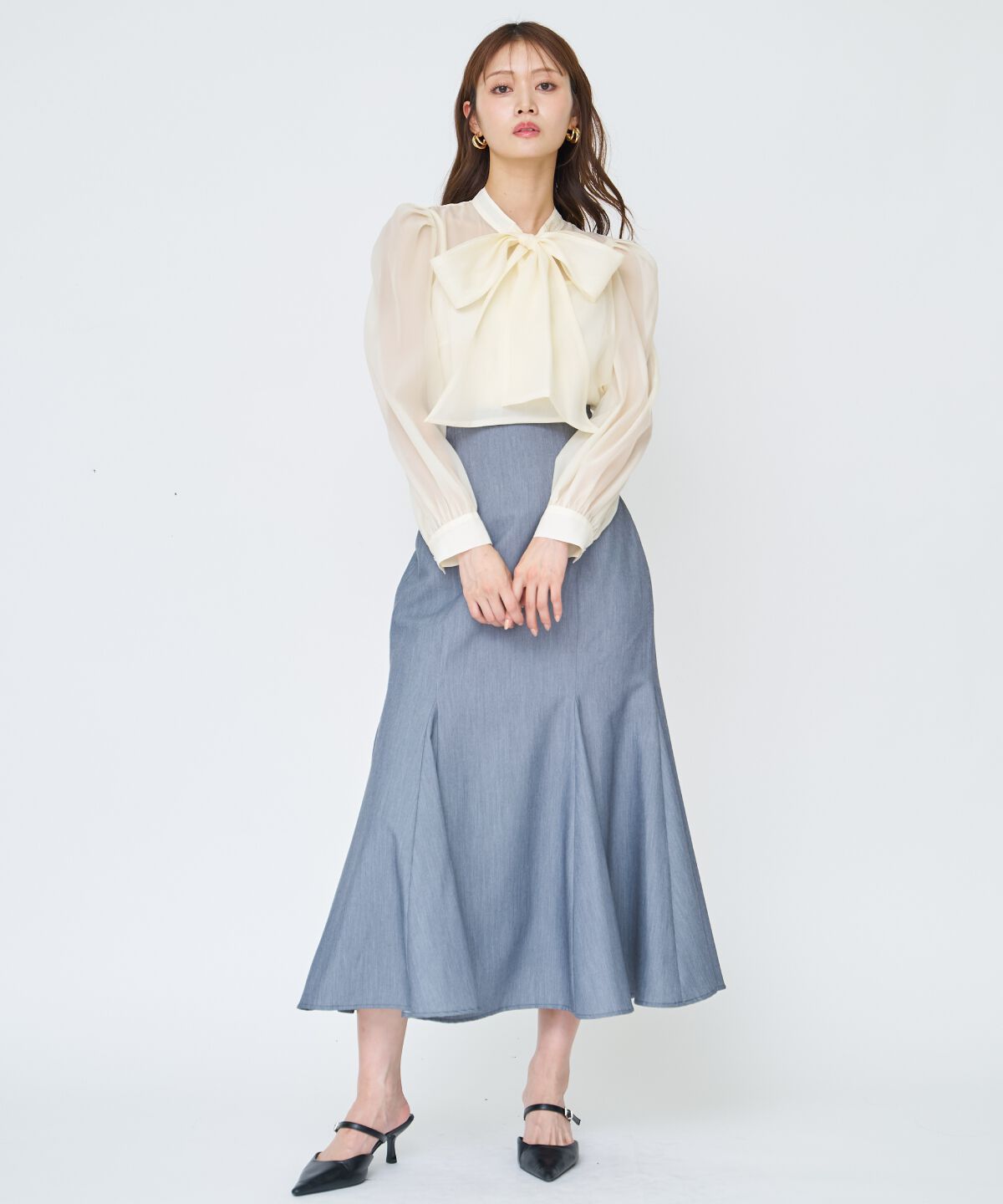 アンドクチュール「バックレースアップマーメイドスカート」|フレア|