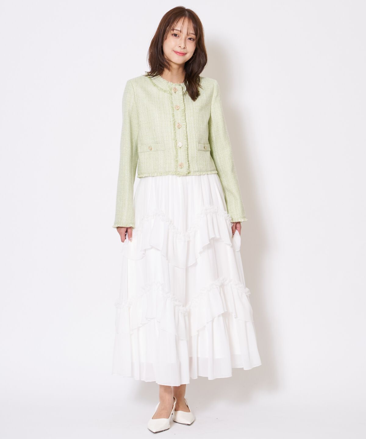 アンドクチュール「ティアードチュールスカート」|フレア|