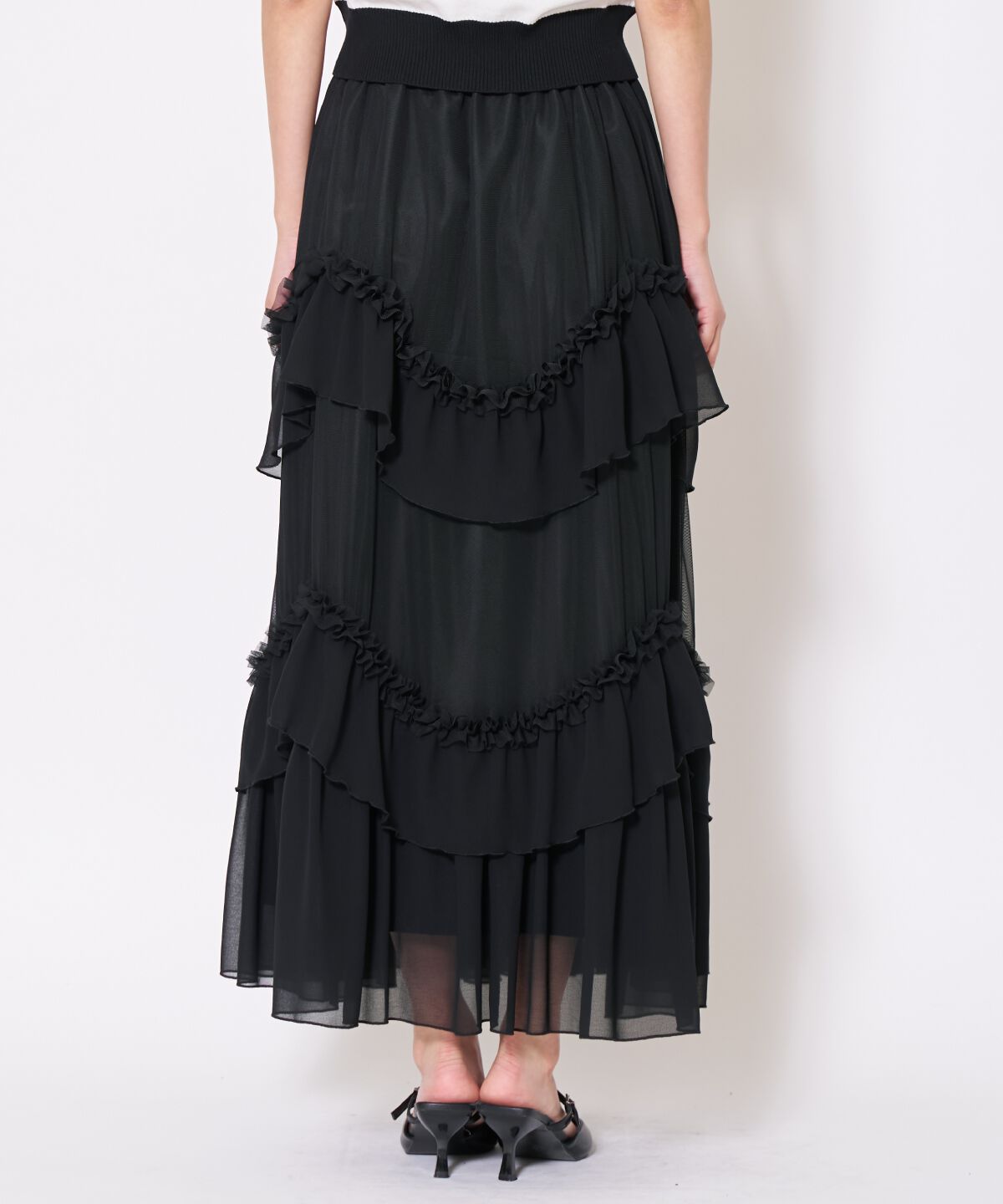 アンドクチュール「ティアードチュールスカート」|フレア|