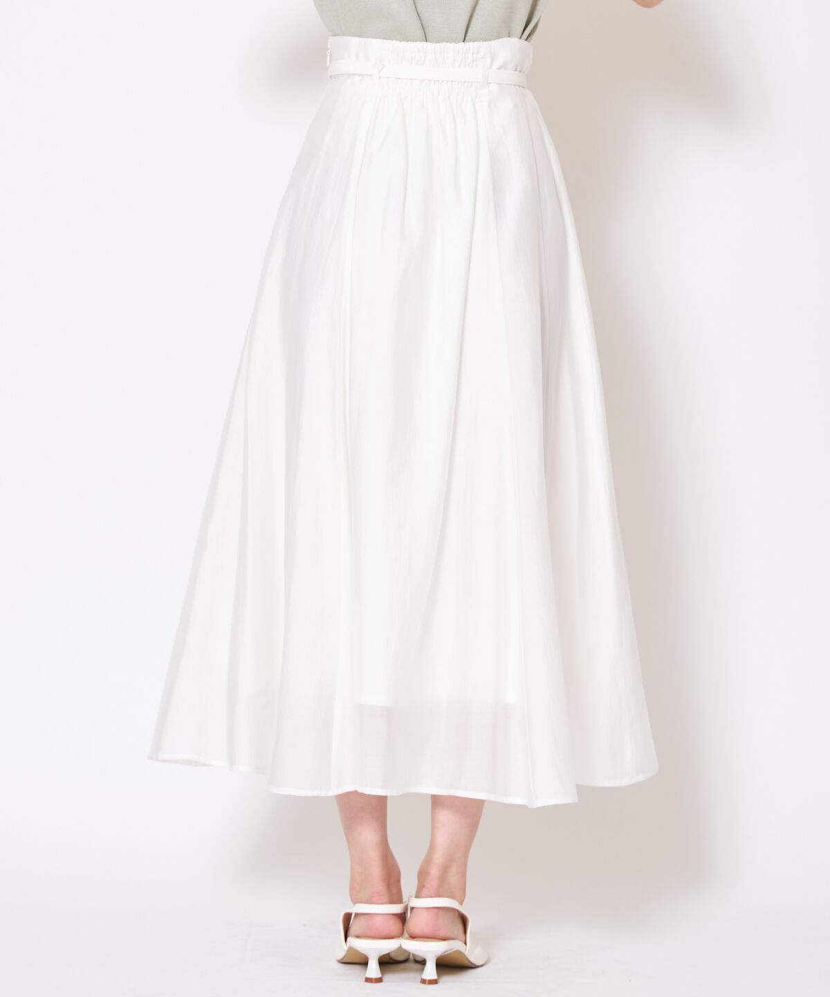 アンドクチュール「ベルト付きシアーフレアスカート」|フレア|