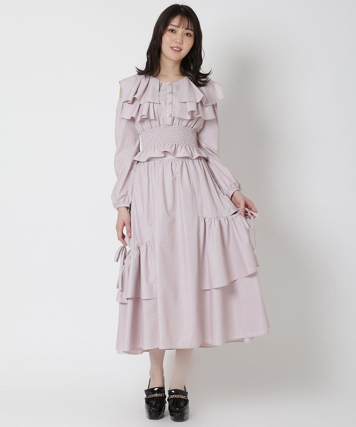 REDYAZEL「ストライプ肩あきブラウス」|シャツ・ブラウス|