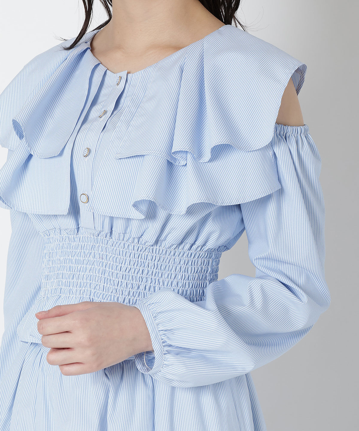 REDYAZEL「ストライプ肩あきブラウス」|シャツ・ブラウス|