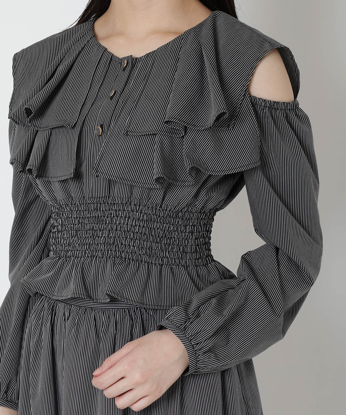 REDYAZEL「ストライプ肩あきブラウス」|シャツ・ブラウス|