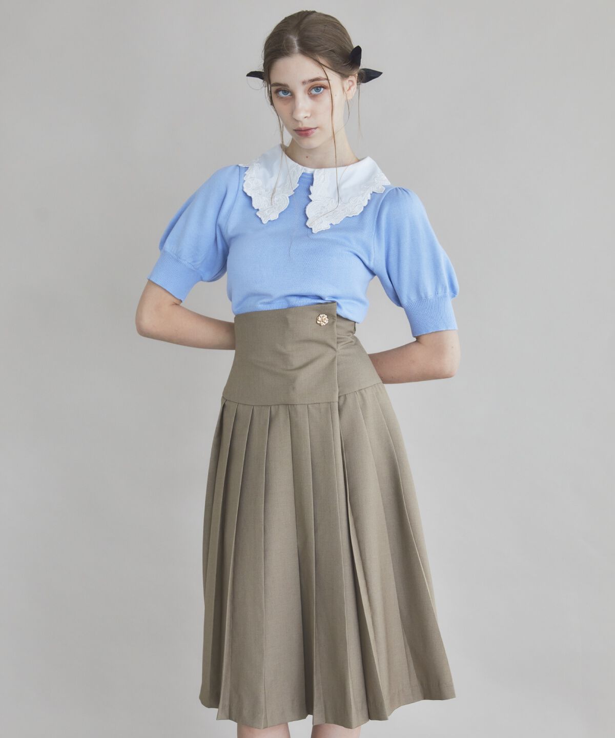 REDYAZEL「ロースイッチングプリーツスカート」|フレア|