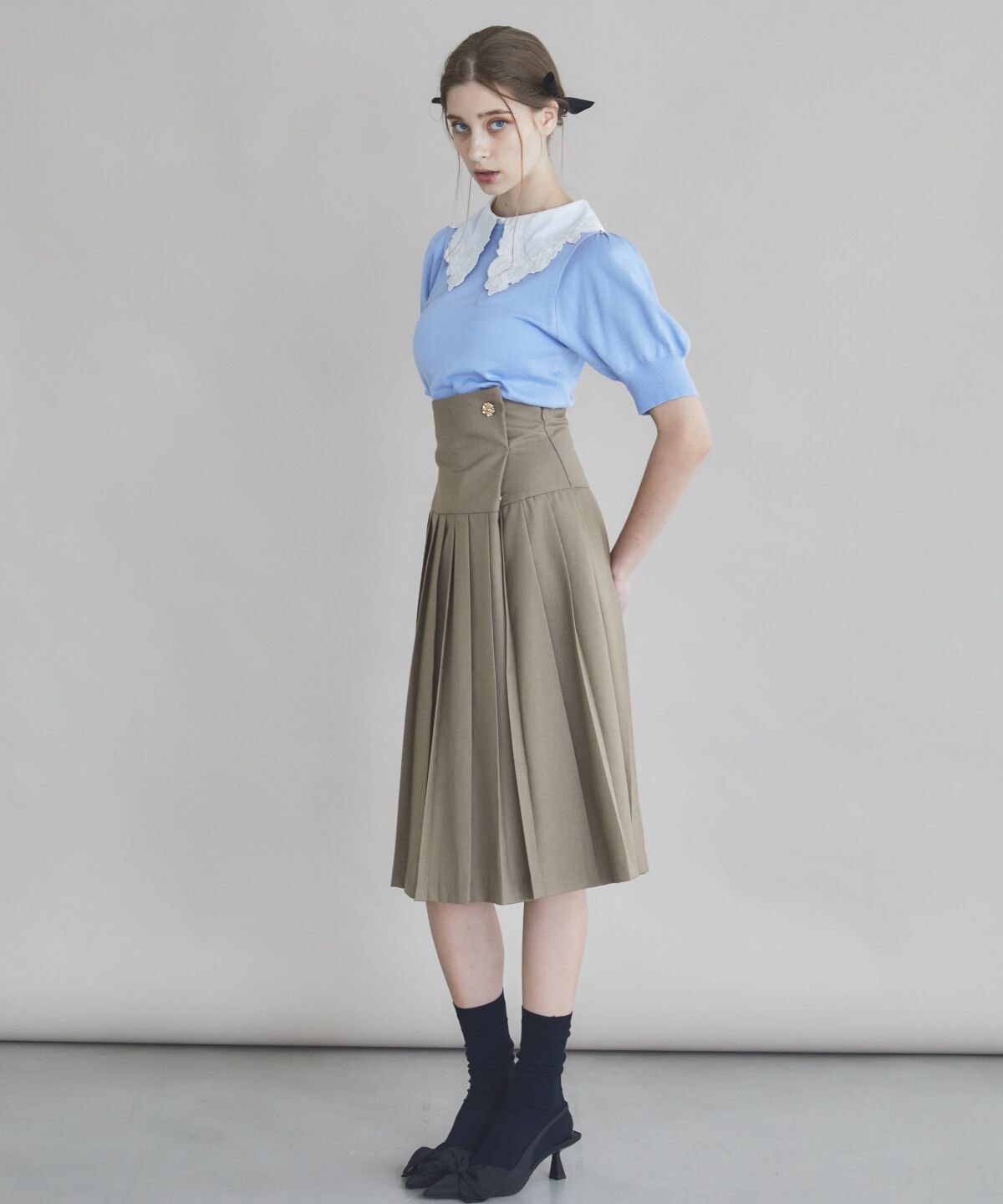 REDYAZEL「ロースイッチングプリーツスカート」|フレア|