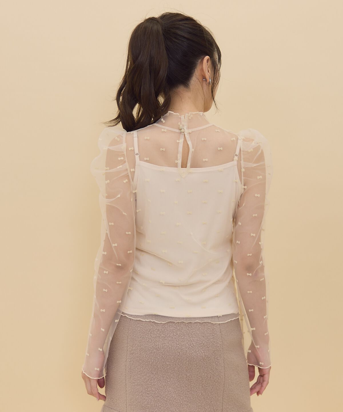REDYAZEL「リボンフロッキーチュールブラウス」|シャツ・ブラウス|