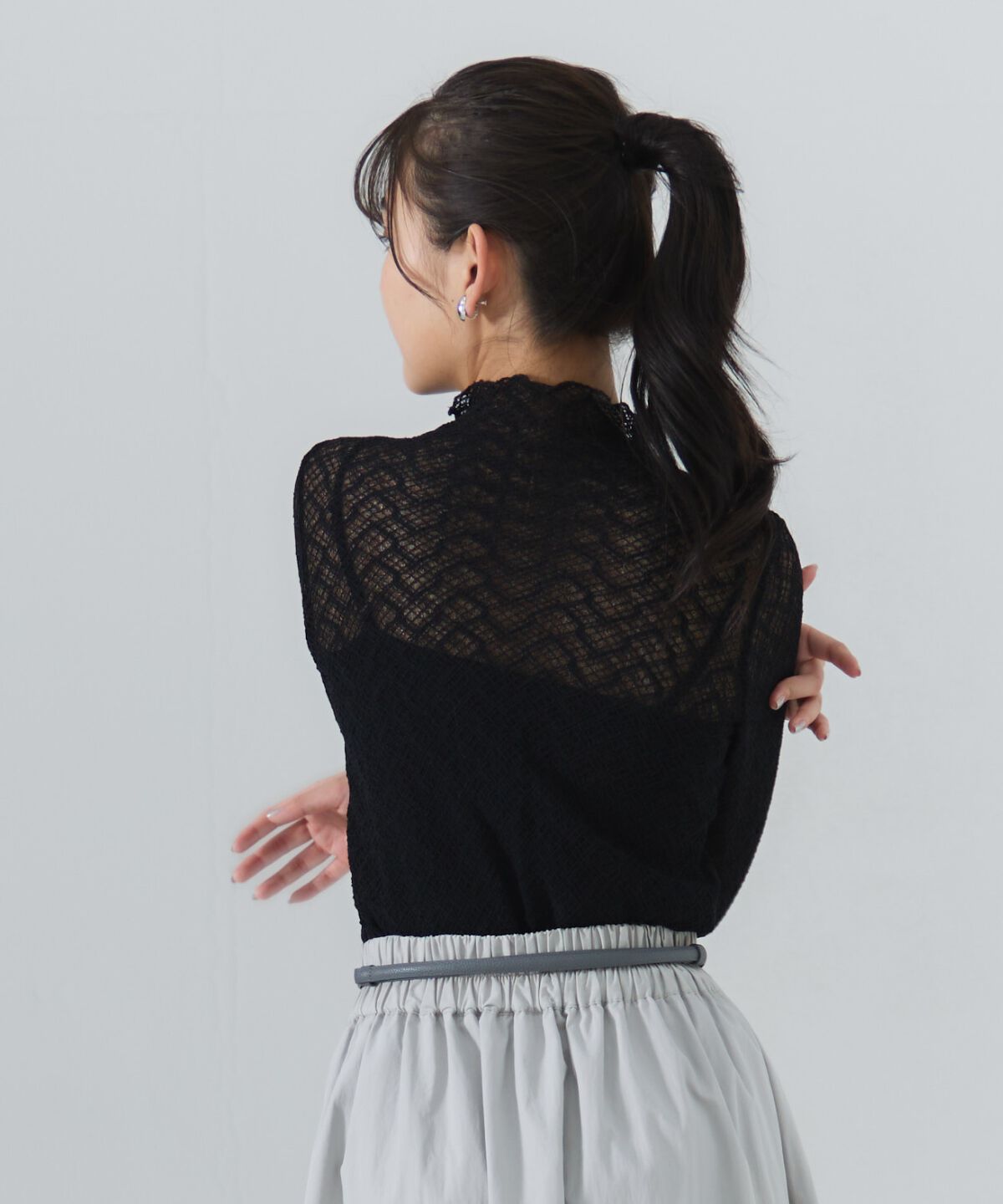 REDYAZEL「チェックレースハイネックトップス」|Tシャツ・カットソー|