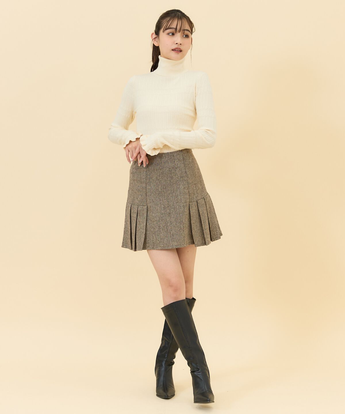 REDYAZEL「ネッププリーツミニスカート」|タイト|
