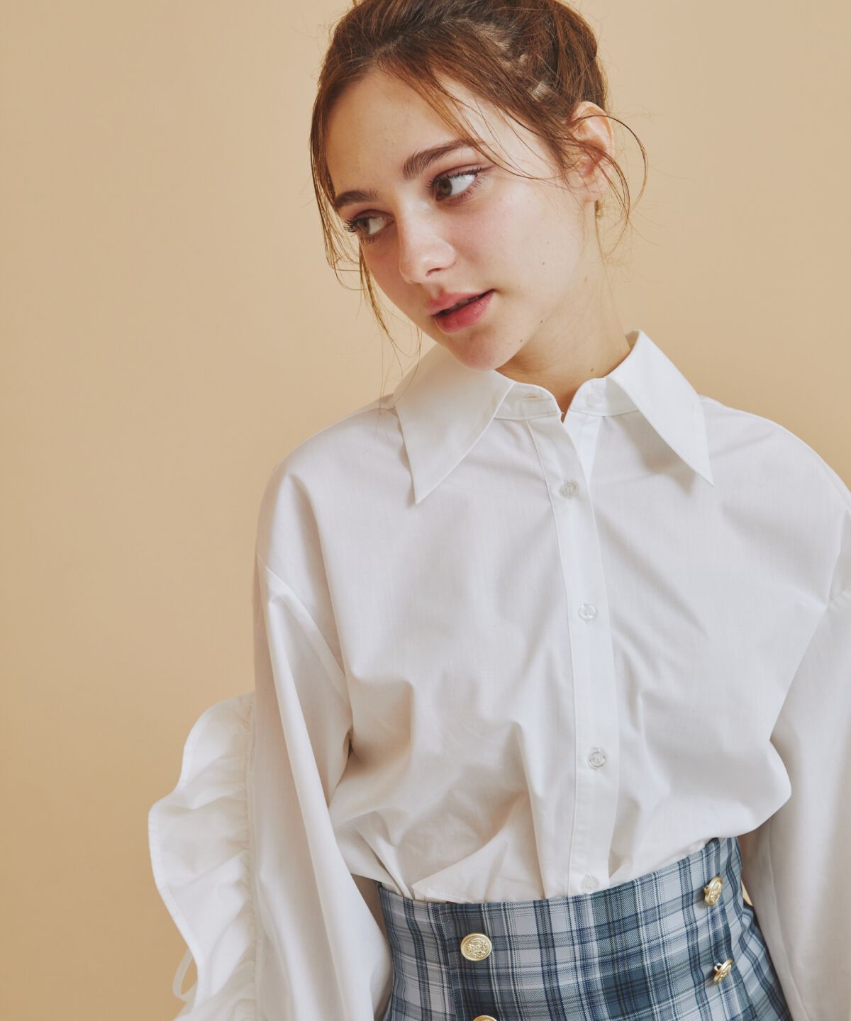 REDYAZEL「カットオフフリルリボンシャツ」|シャツ・ブラウス|