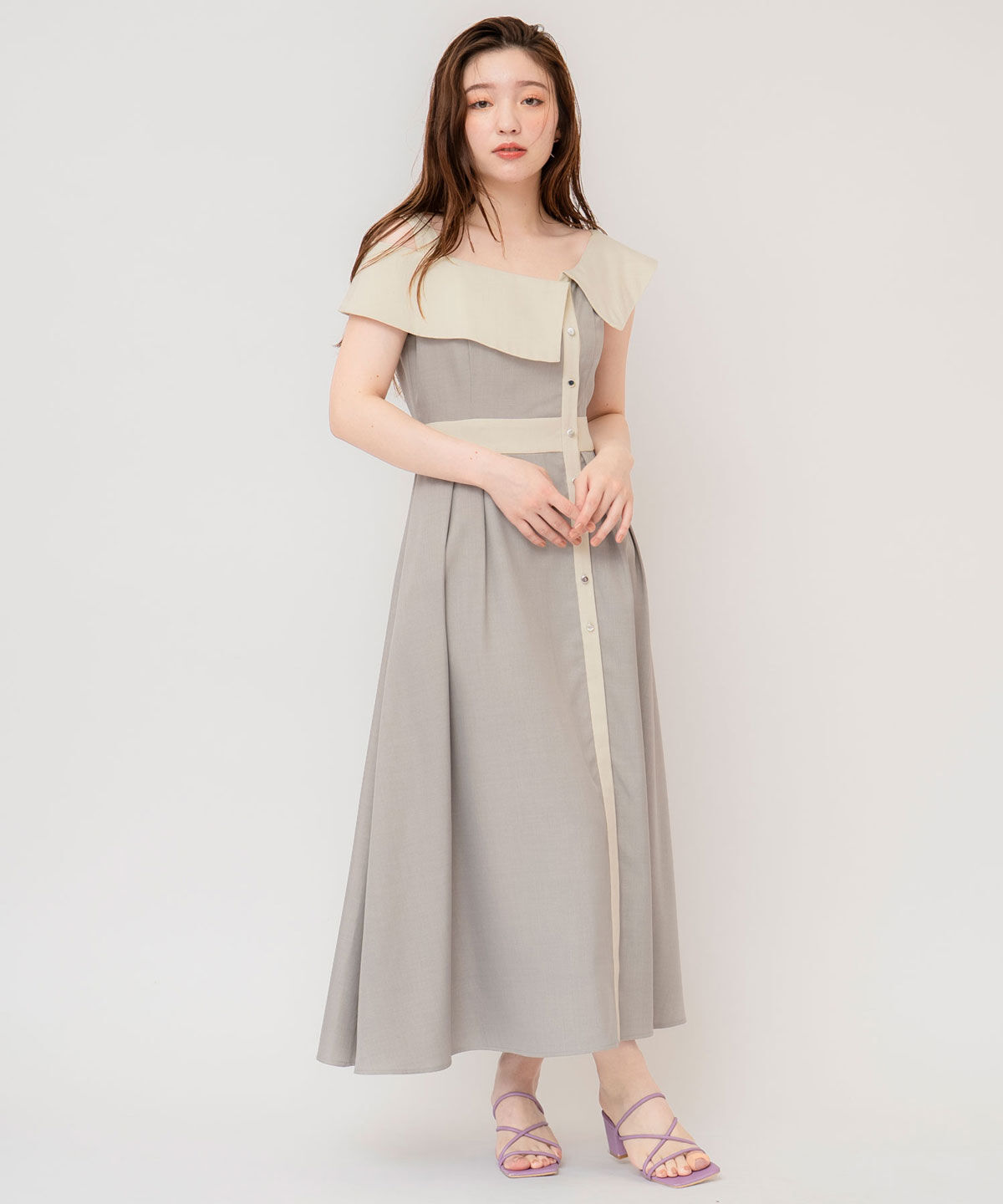 REDYAZEL「バイカラーアシメショルダーワンピース」|ワンピース|