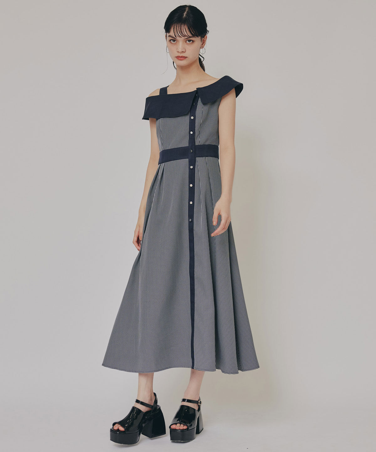 REDYAZEL「バイカラーアシメショルダーワンピース」|ワンピース|