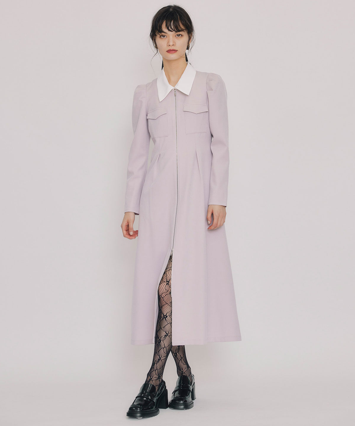 REDYAZEL「フロントZIPバイカラーロングワンピース」|ワンピース|ラベンダー