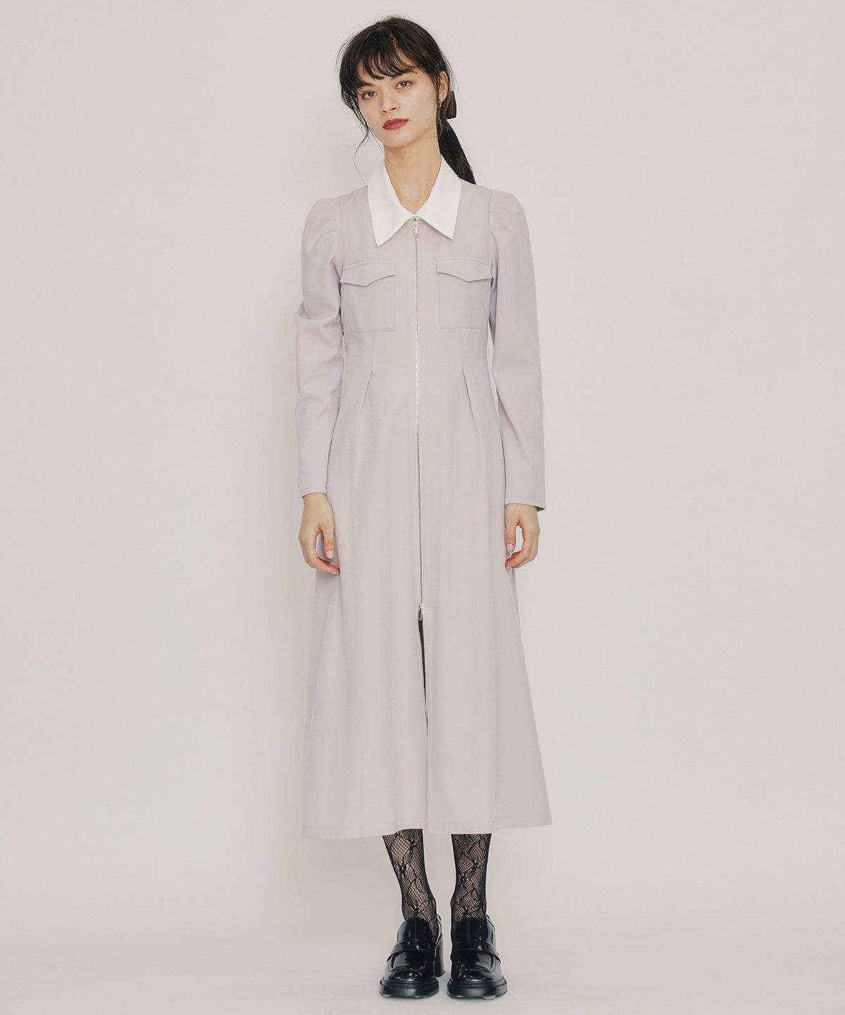 REDYAZEL「フロントZIPバイカラーロングワンピース」|ワンピース|