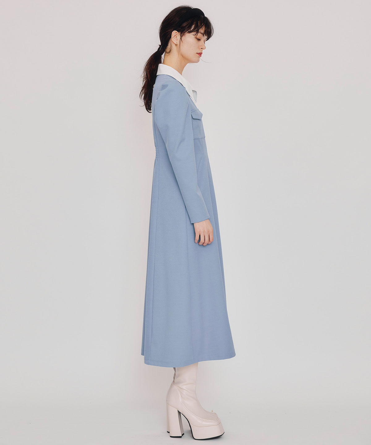 REDYAZEL「フロントZIPバイカラーロングワンピース」|ワンピース|