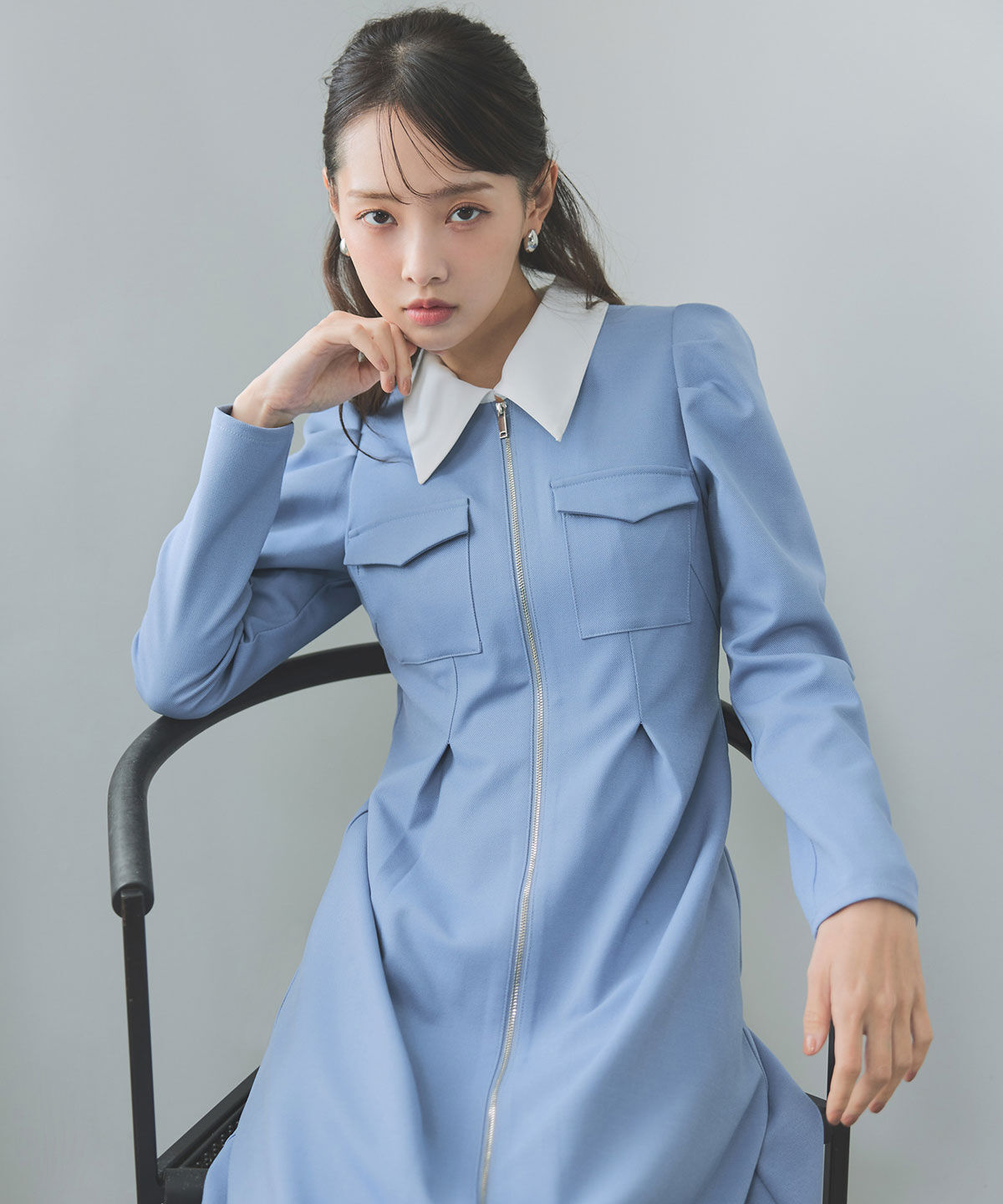 REDYAZEL「フロントZIPバイカラーロングワンピース」|ワンピース|