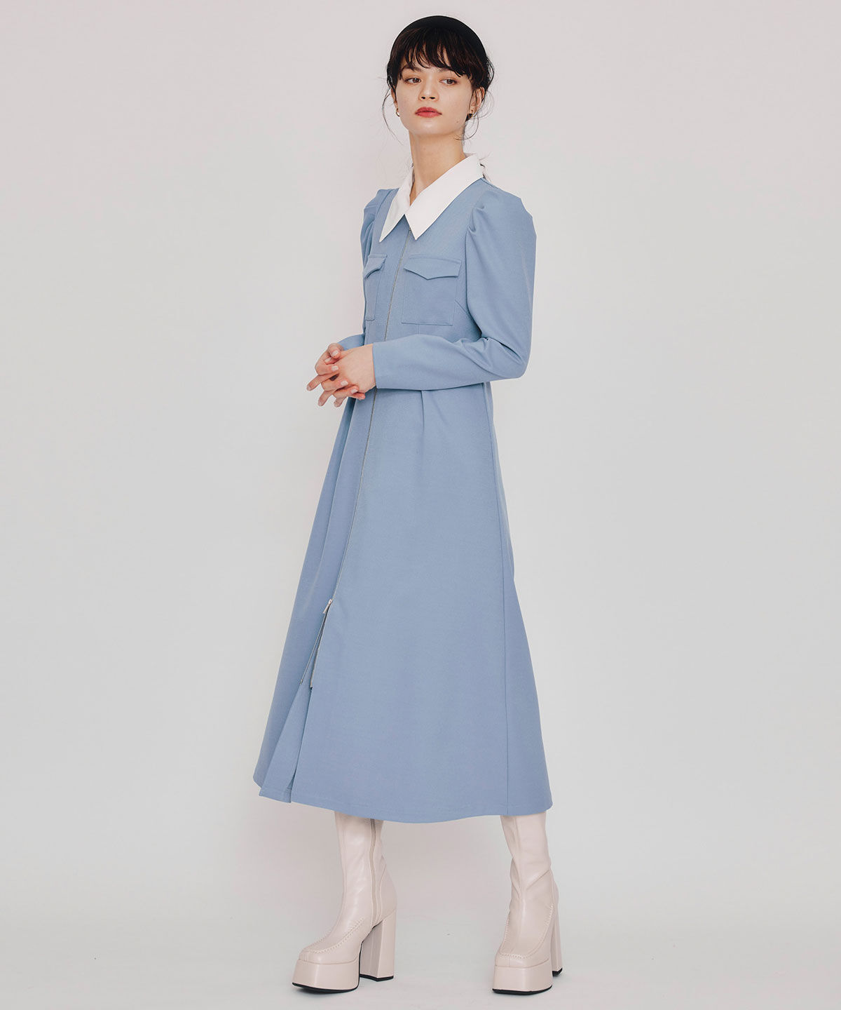 REDYAZEL「フロントZIPバイカラーロングワンピース」|ワンピース|