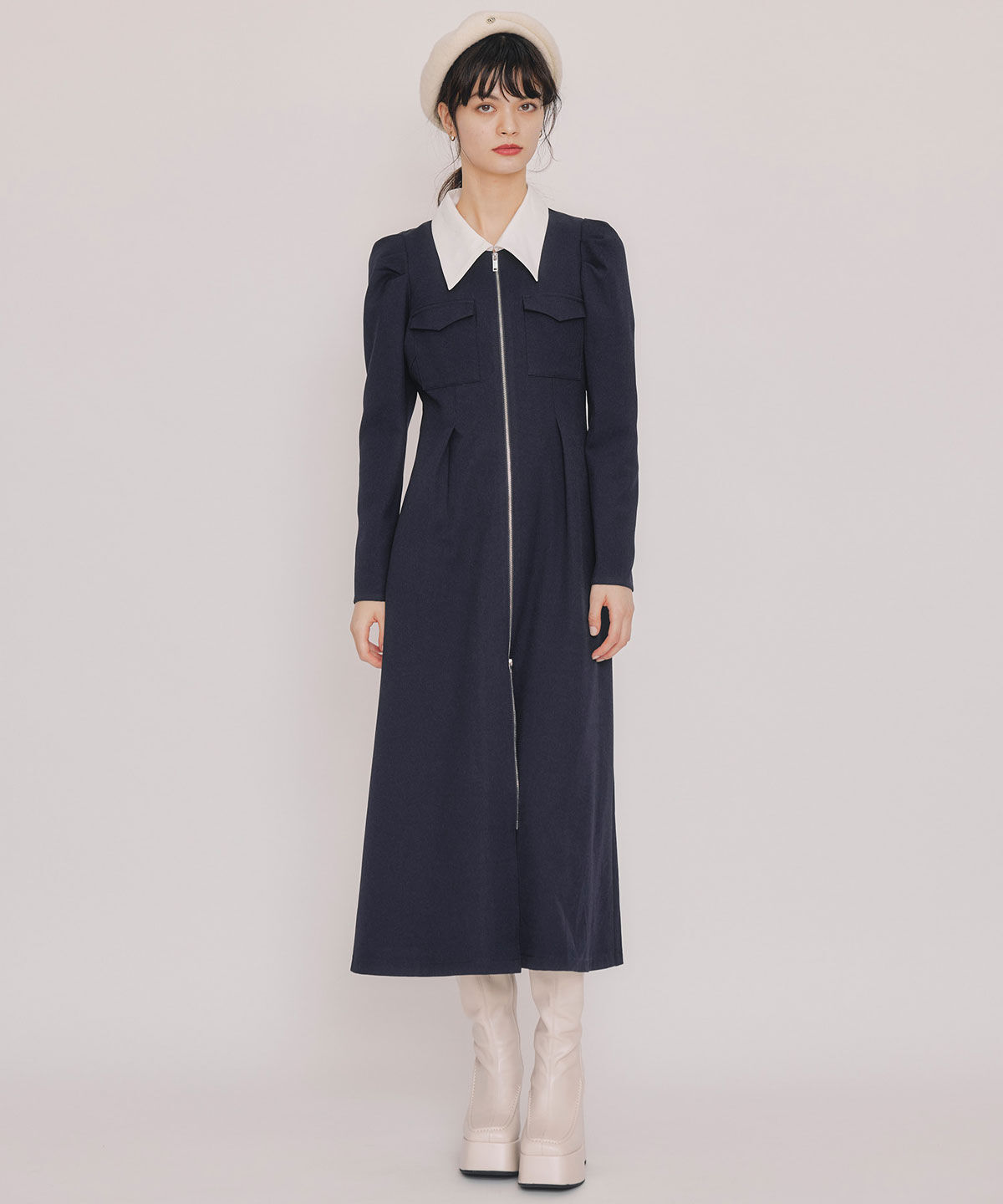 REDYAZEL「フロントZIPバイカラーロングワンピース」|ワンピース|