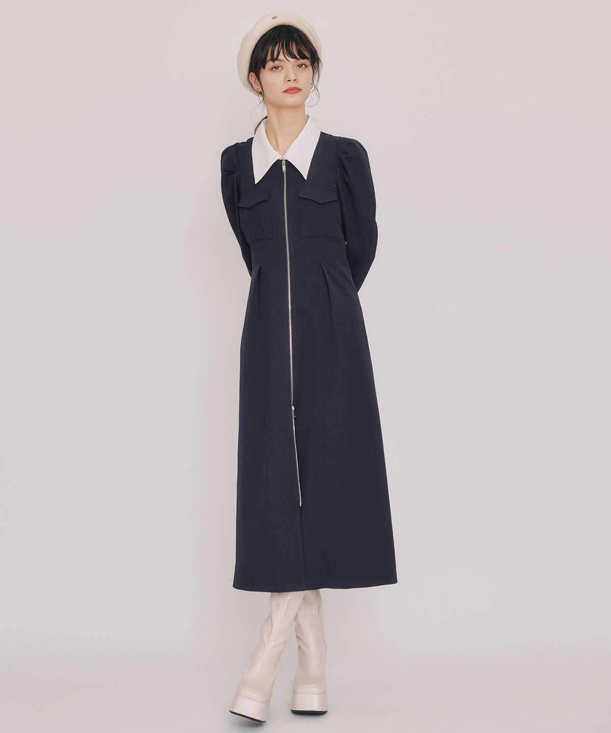 REDYAZEL「フロントZIPバイカラーロングワンピース」|ワンピース|