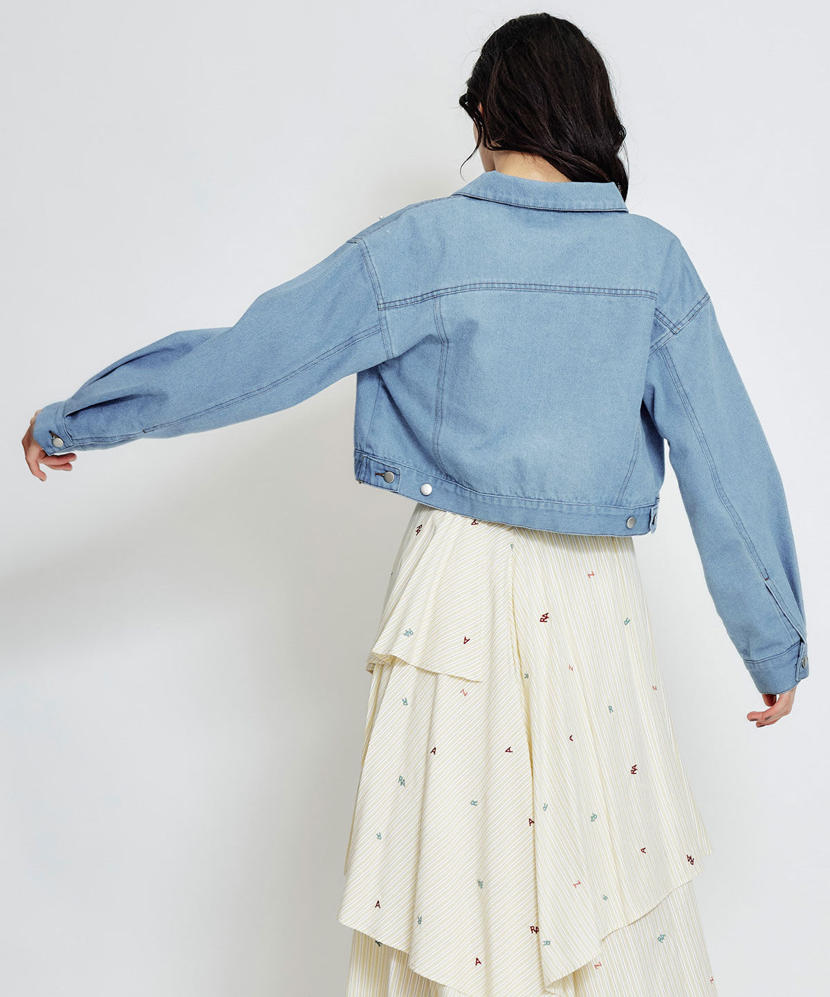 REDYAZEL「フラワービジューパールデニムジャケット」|デニムジャケット|