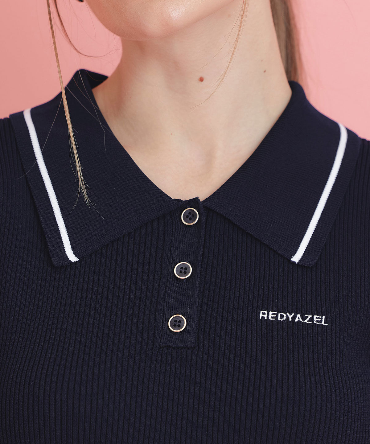 REDYAZEL「ポロニットチュールティアードドッキングロングワンピース」|ワンピース|