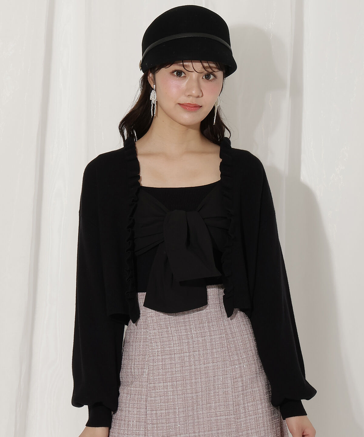 WILLSELECTION「フリルカーディガン&times;リボンキャミセット」|カーディガン|