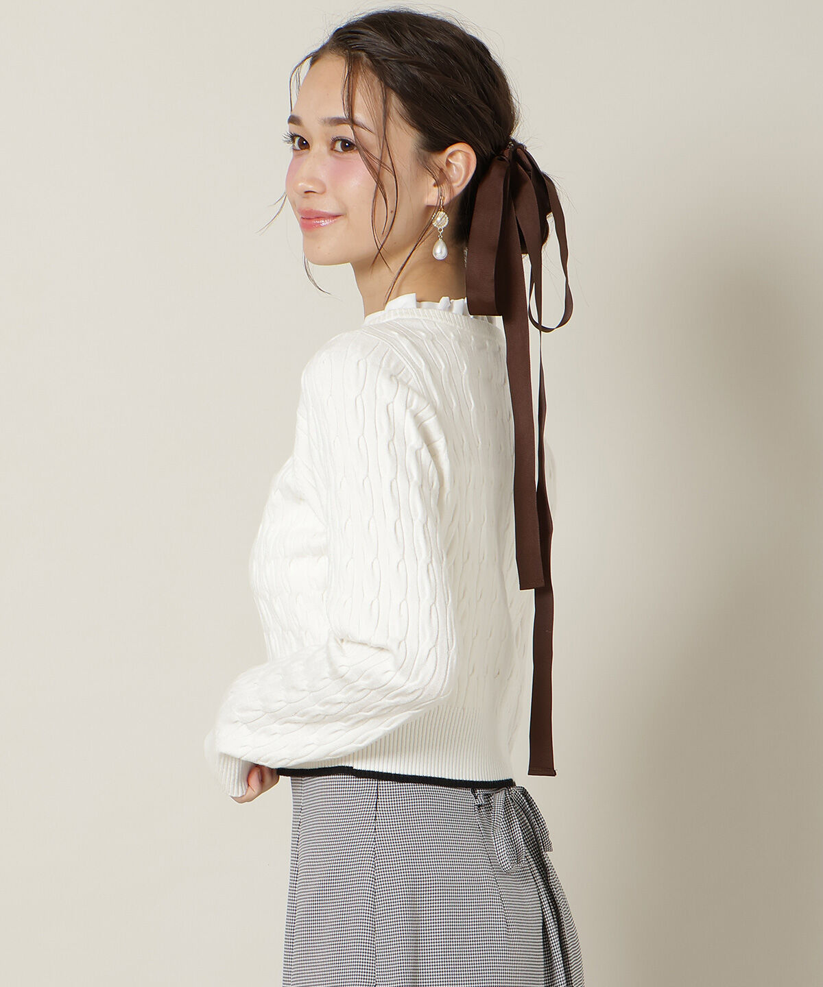 WILLSELECTION「フリルレイヤードケーブルニット」|ニット・セーター|