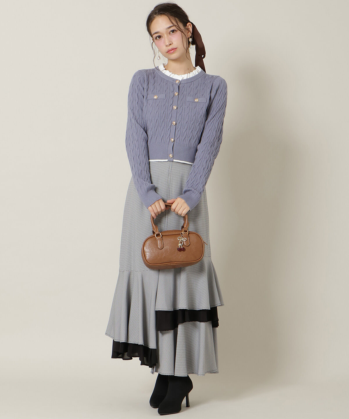 WILLSELECTION「フリルレイヤードケーブルニット」|ニット・セーター|