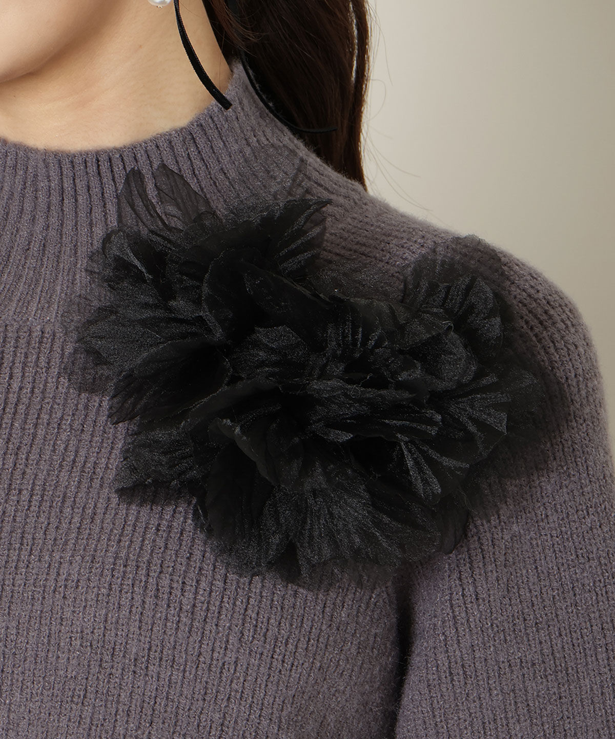 WILLSELECTION「フラワーモチーフボトルネックニット」|ニット・セーター|