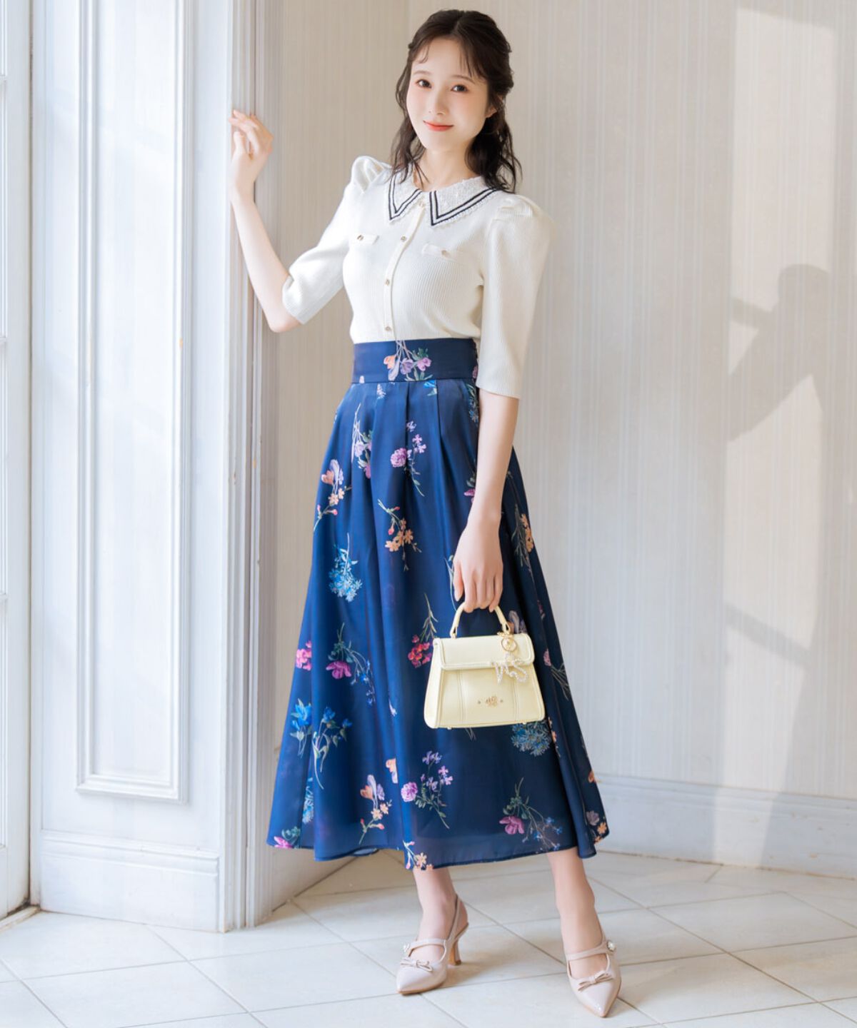 WILLSELECTION「ボタニカルフラワーシアータックスカート」|フレア|