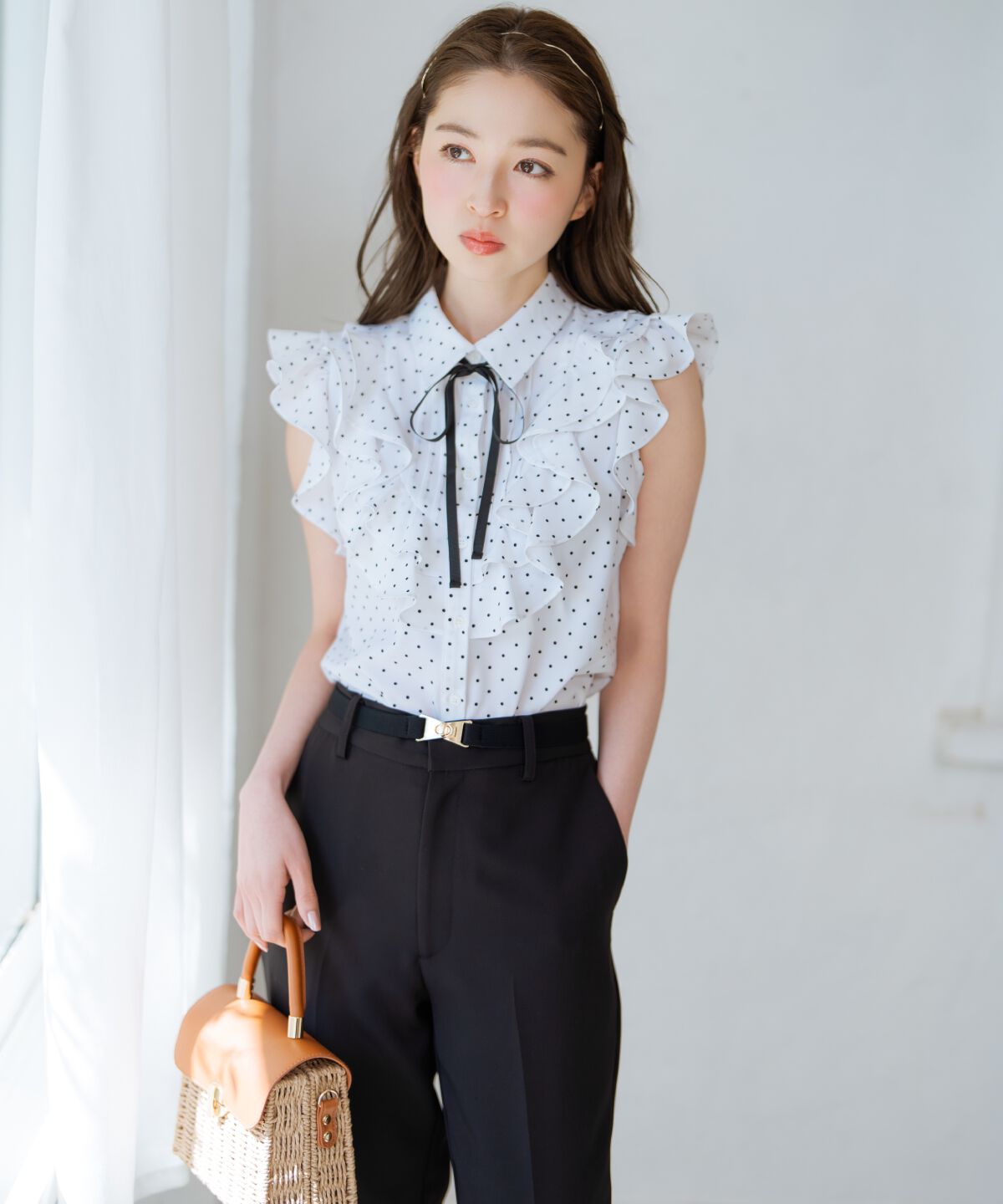 WILLSELECTION「ラッフルフリルノースリーブブラウス」|シャツ・ブラウス|