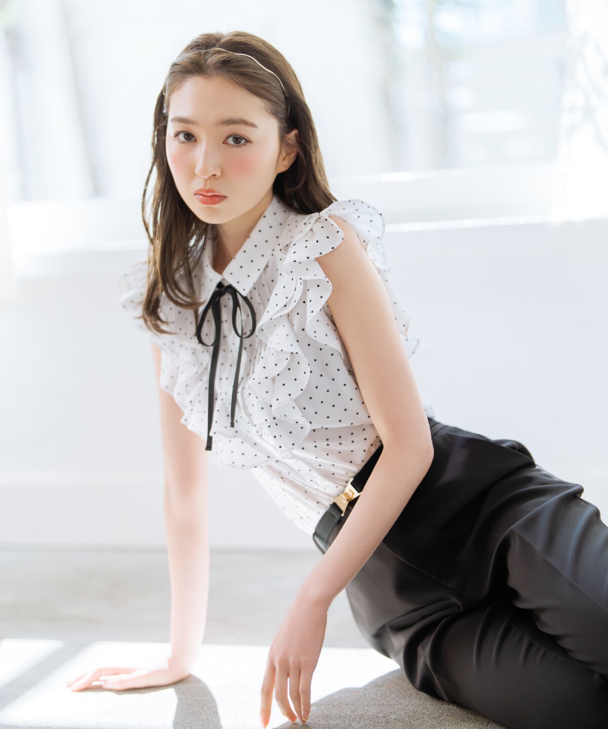 WILLSELECTION「ラッフルフリルノースリーブブラウス」|シャツ・ブラウス|