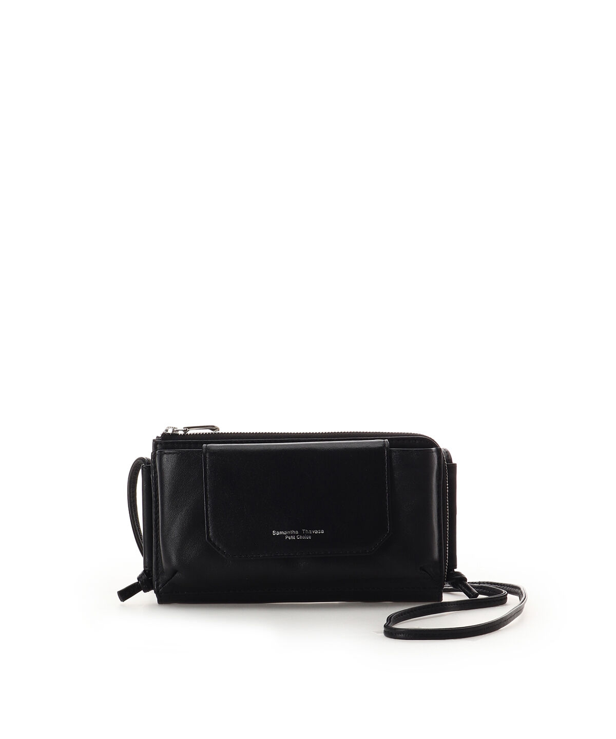 Samantha Thavasa Petit Choice「フラップレザースマホショルダー」|ショルダー・メッセンジャー|ブラック